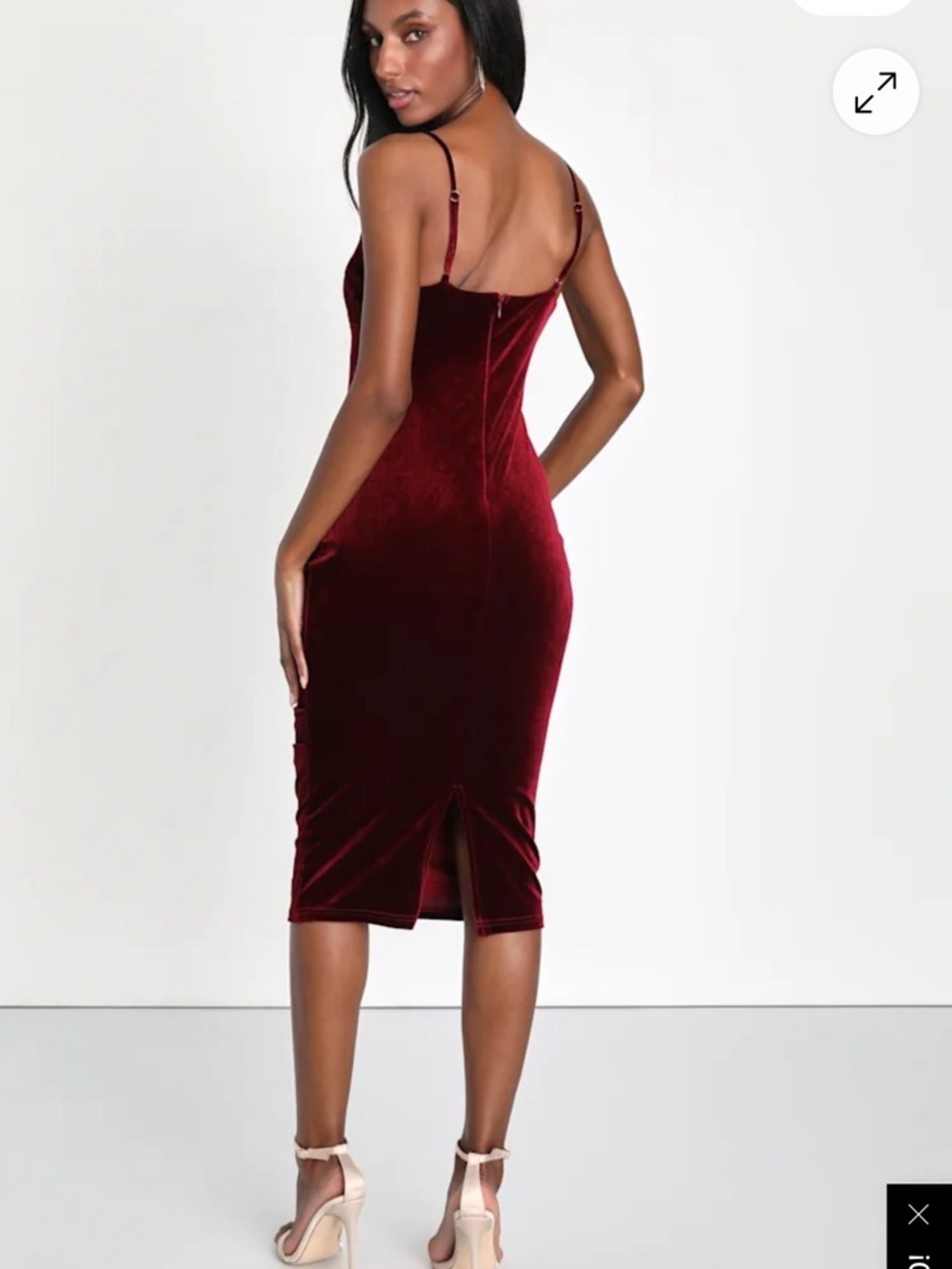 NWOT Lulus Women’s Deep Red Velvet Midi Dress - Size Small - Picture 3 of 6